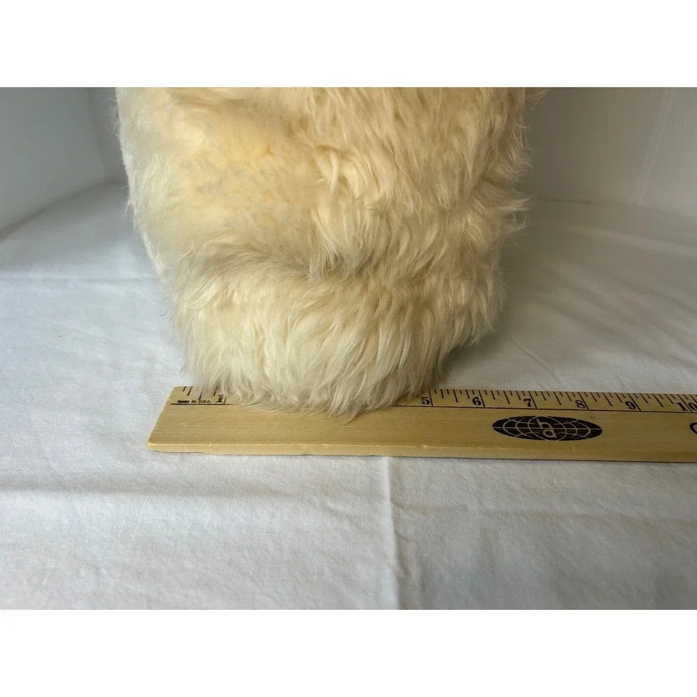 Vintage Plush Throw Pillow Cream Brown‎ Snowflake Shaggy Faux Fur Accent Pillow
